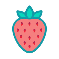 Simple cute cartoon strawberry illustration on black background