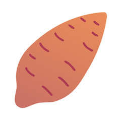 Illustration of single sweet potato on black background