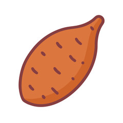 Cute Sweet Potato Icon Vector on Black Background