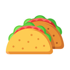 Delicious Cartoon Tacos Isolated on Black Background Illustration