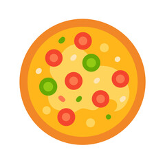 Cartoon Pizza with Pepperoni, Green Pepper and Cheese