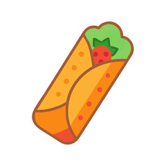 Delicious cartoon burrito isolated on black background illustration