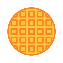 Delicious round waffle graphic on a black background