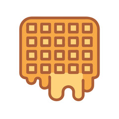 Delicious waffle with melting butter or syrup illustration