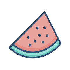 Watermelon slice icon: summer fruit, isolated on black