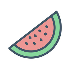 Watermelon Slice Illustration, Isolated on Black, Modern Cartoon