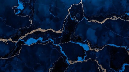 Elegant Black and Blue Marble with Gold Accents – Luxury Abstract Stone Texture