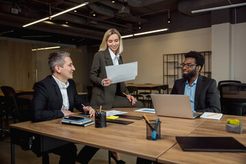Group of business consultants having a brainstorming session in the office
