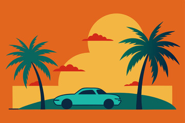 tropical beach with palm trees