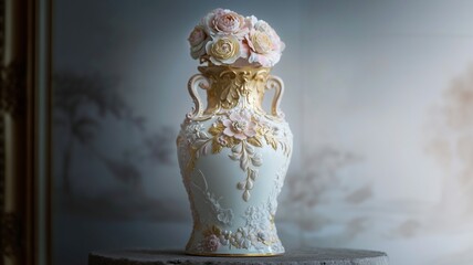 Luxurious Pastel Ceramic Vase &ndash; Exquisite Design and Fine Craftsmanship.