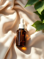 A glass bottle of perfume with delicate white flowers is an isolated beauty and cosmetic object for a fresh, natural spray