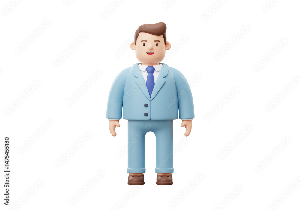 Fototapete 透明な背景にブルーのスーツを着た3dビジネスマンの全身像 経営者 会社員 オフィス プロフェッショナル キャリア 成功