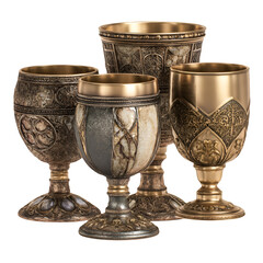 Elegant Ornate Goblets Rich Gold Tones Medieval Design
