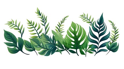 Obraz premium Detailed Illustration of Square Doodle Design with Plant Branches and Tropical Leaves