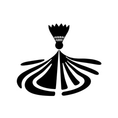 Silhouette of Shuttlecock Over Split Court Lines, Duality and Innovation Concept