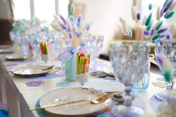 Purple birthday decor for children party