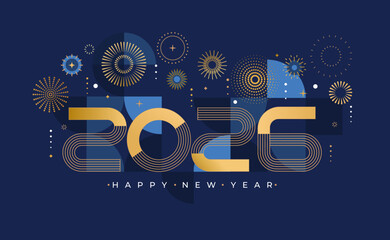 Elegant card for celebrating 2026 New Year.