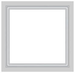 Fototapeta premium Wooden frame moulding close up white baseboard interior detail in empty room with decorative square sealing trim