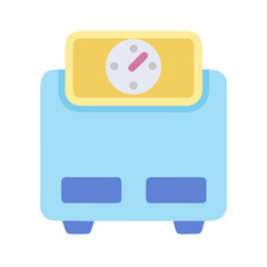 Vintage Bathroom Scale Icon, Weight Management Concept, Flat Design