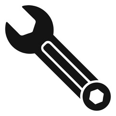 A black wrench is designed with an opening at one end and hexagon at another
