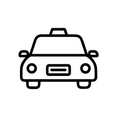 Obraz premium Black outline icon of a taxi cab on transparent background. Business and transport service symbol design for web, app, and print purposes