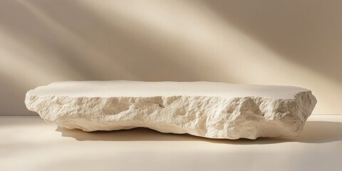 Sculptural stone platform in soft light