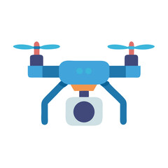 Blue Drone with Camera Flat Vector Illustration Design