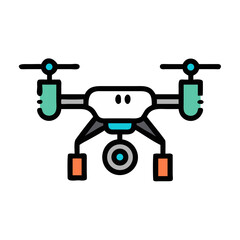Colorful Drone Illustration on Black Background for Designs
