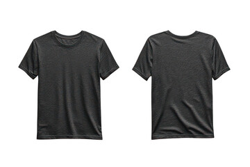 Stylish black t-shirt design showcasing front and back views on a transparent background for creative fashion representation