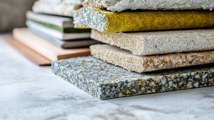 Various textured material samples for interior design and renovation projects