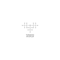 Triethylamine Lewis structure. Simple chemical schematic illustration. Educational diagram