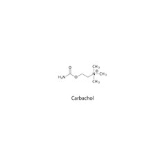 Carbachol skeletal structure. Cholinergic agonist (Muscarinic and nicotinic agonist) compound schematic illustration. Simple diagram, chemical formula.
