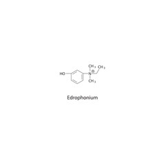 Edrophonium skeletal structure. Reversible acetylcholinesterase inhibitor (short-acting) compound schematic illustration. Simple diagram, chemical formula.