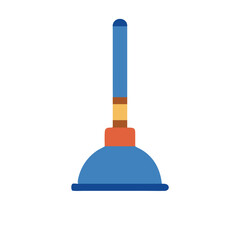 Blue Plunger Illustration on Black Background: Home Maintenance