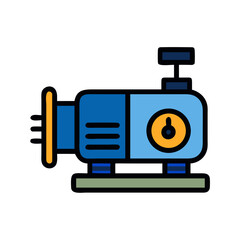 Industrial Water Pump Machine Flat Vector Illustration Design