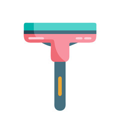 Stylized shower squeegee with vibrant colors on black background