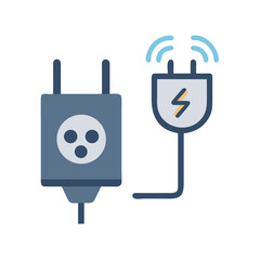 Electrical Outlet and Plug Illustration on Black Background