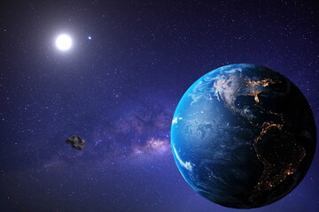 universe earth space planet sunny galaxy stars
