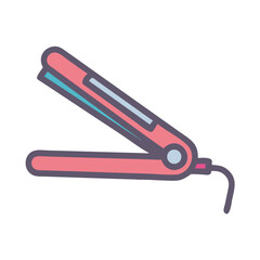 Pink hair straightener icon on a black background