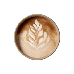 Top View of Latte Art in Disposable Cup