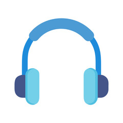 Blue headset vector icon for audio and music
