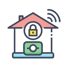 Smart Home Security System Icon Illustration Concept