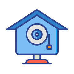 Blue bird house icon illustration, shelter for birds