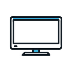 Modern computer monitor, flat screen, digital display icon