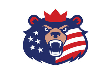 Angry Bear with Red Crown Mascot Illustration in Bold Colors

