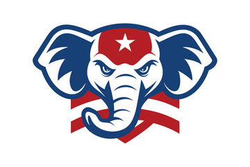 Angry Elephant Head Mascot in USA Colors 