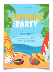 Summer Tropical Beach Party Invitation Poster.