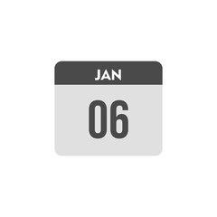 calender icon, 06 january icon with white background