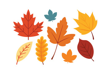 Obraz premium Collection of Autumn Leaves Watercolor Style for Printable Graphics