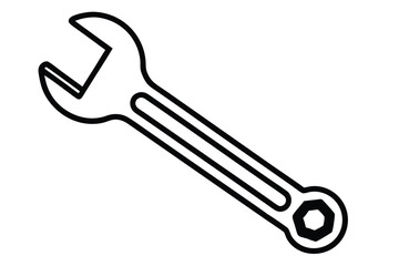 Outlined spanner showcases a combination wrench and open end in sleek black precision